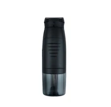 Sports Water Bottle with Storage; Improved Lid Design, BPA Free (Black)
