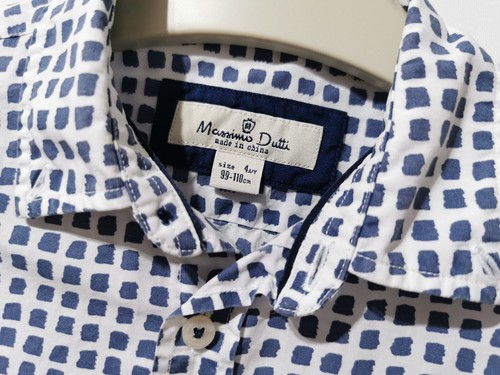 Massimo Dutti Shirt Boys kids 4 Years 99-110cm Long sleeve Blue print white new - Picture 2 of 4