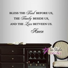 Vinyl Decal Bless Food Family Love Christian Prayer Quote Wall Sticker Art 2465