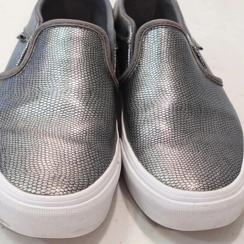 Scarpe slip on Vans Smokey grigio peltro metallizzato texture ciottoli donna 6 5