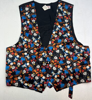 Vintage Mickey, INC Look, Hear, See No Evil Large Silk Vest Mickey Goofy Donald