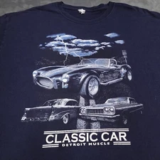 Detroit Muscle Cars L Shirt 60s 70s Shelby American Y2K Show Cobra UAW USA