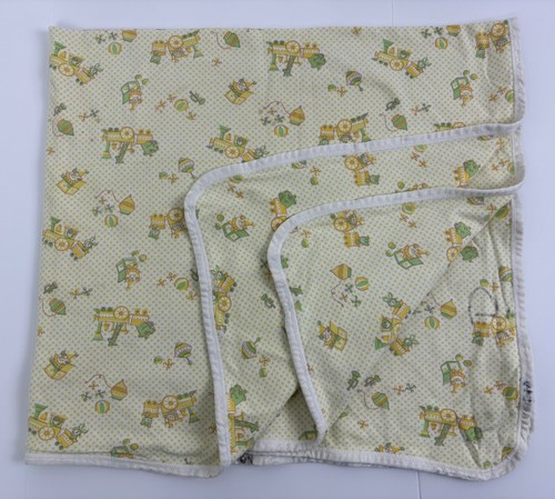 Vintage Carter's gelb grün gepunktet Spielzeug Druck Baby Decke Lovey