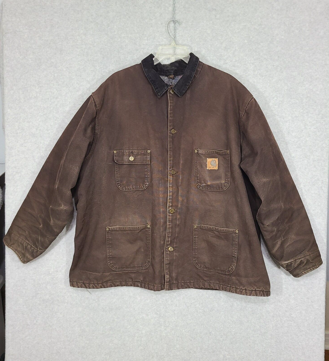 Carhartt Men's C02 DKB Coat Duck Canvas Dark Brown Blanket