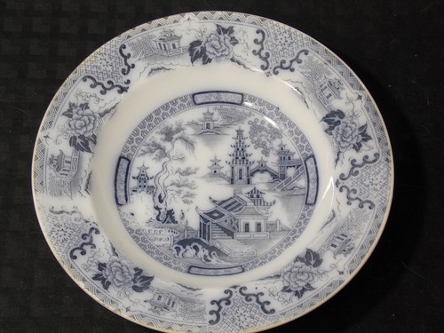 Antique Villeroy & Boch Wallerpangen Flow Blue Porcelain Bowl Oriental Design - Picture 5 of 5