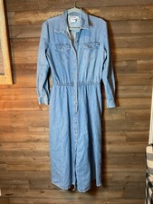 Vintage Western Denim Button Down Long Sleeve Dress by D. Frank Women’s Size 10