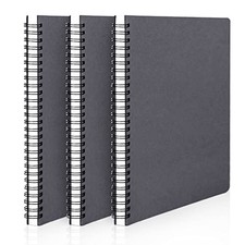 Graph Paper Spiral Notebook, B5 3Pack 7.3"x10.2" 120 Pages 3 Packs Grey
