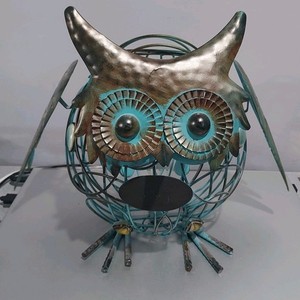 Oak & Olive Metal Owl Cork Holder 11” X 9” Vintage Style Blue Finish