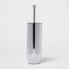 Solid Modern Toilet Brush Chrome - Threshold: Steel Holder, Reusable Scrubber
