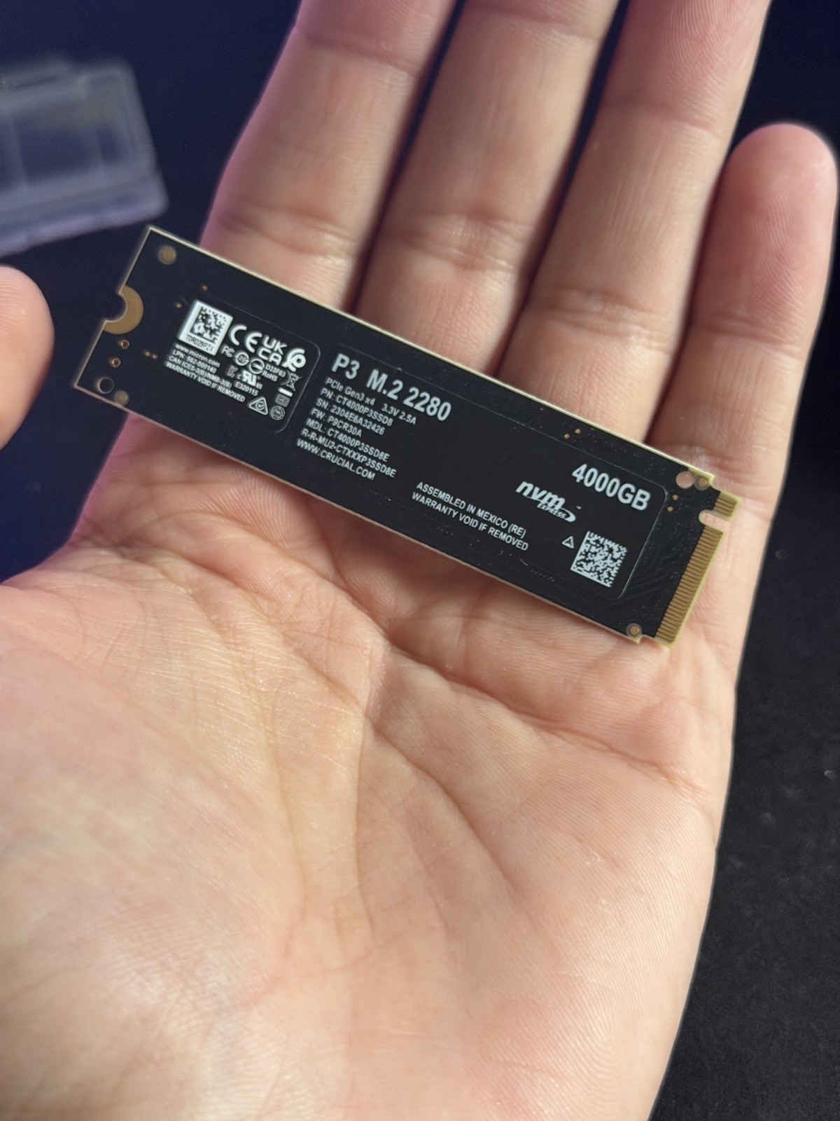 Crucial P3 4TB Internal 3D NAND Flash PCIe Gen 3x4 NVMe M.2 (CT4000P3SSD8) SSD