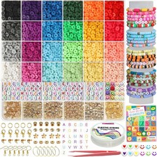 Friendship Bracelet Making kit for kids string rubber beads 24 Color 6000 PCS