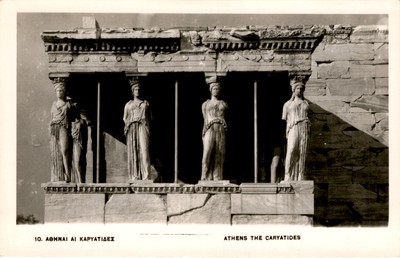 Athens, Caryatides, 1911, Orto Site, Mimosa, Bame Postcard