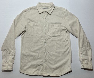 Outerknown Shirt Mens Large Beige Organic Cotton Twill Button Front Pockets EUC