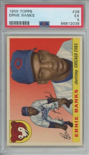 1955 Topps Baseball ERNIE BANKS #28 PSA 5 Excellent HOF Chicago Cubs