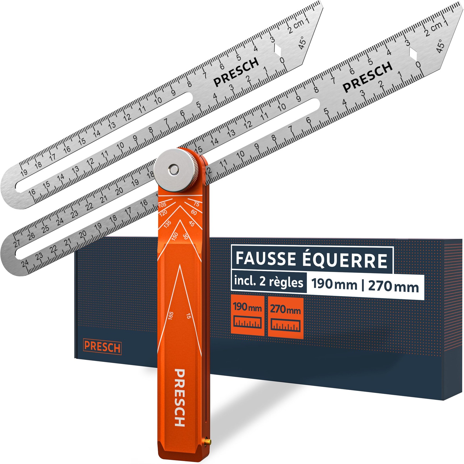 Fausse équerre de traçage 190mm pour ajuster parfaitement vos plinthes