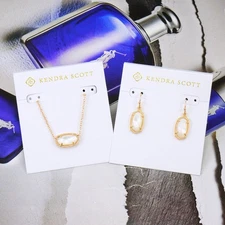 CLEARANCE Kendra Scott Elisa Lee Ivory Pearl Necklace Earring Rose Gold SET