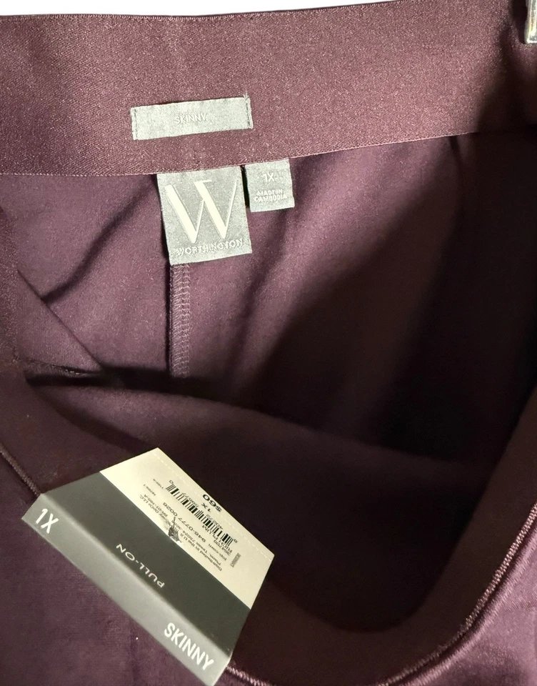 Worthington Mujer 1X Borgoña Leggings Tirar de Cintura Elástica Ponte Ajustado Nuevo con Etiquetas Foto 2 de 4
