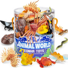 Sea Animals Toys with Gift Box, 48 Piece Mini Vinyl Plastic Ocean Animal Figure,