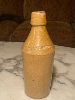 c1860 70s Fox & Holbrook Buffalo N.Y. Pre Pro salt glaze Stoneware Beer Bottle