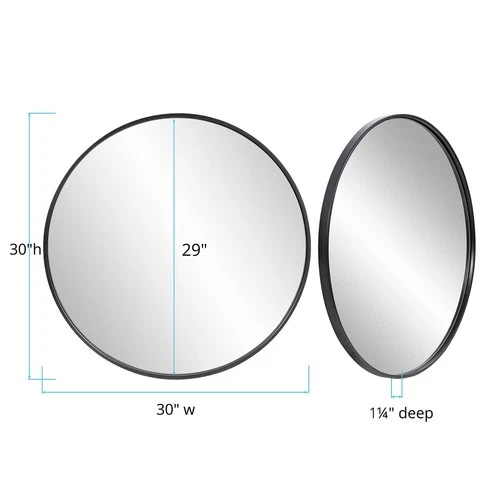 Howard Elliott Copenhagen 30" Brushed Black Round Wall Mirror - Picture 6 of 6