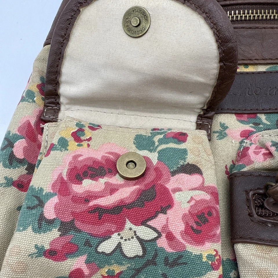 Cartera Bandolera American Eagle Cierre con Cremallera y Mag Floral con Cuero Sintético Marrón Foto 3 de 4