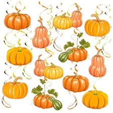 30pcs Fall Hanging Swirls, Thanksgiving Fall Ceiling Hanging Pumpkin