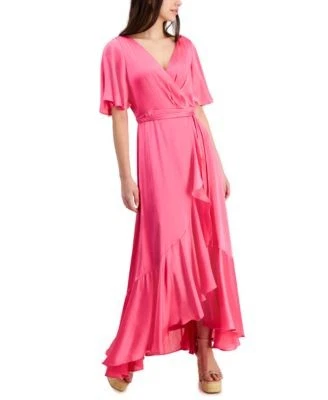 Taylor Womens Flutter-Sleeve High-Lo 194686561020 10AV/MD/RG RT $139.0