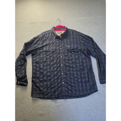 Simms Fishing Products Mens XXL Blue Plaid Long Sleeve Snap Button Shirt 41927