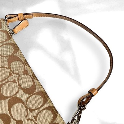 Coach Signature Demi mini Pouch Hand Bag Canvas Leather Beige 6094