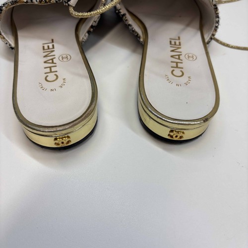 Chanel Damen Tweed CC Logo Pantoletten Schwarz EU 37,5 / UK 4,5 - Bild 12 von 16