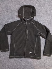 REI Youth Fleece Hoodie Jacket Gray Full Zip Sherpa Lined Outdoor Size 11-12
