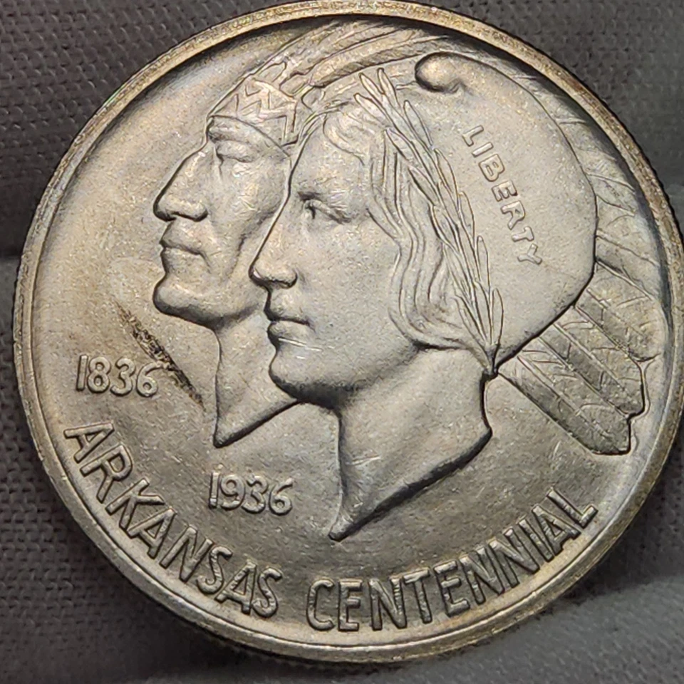 1935 S Arkansas Commemorative Half Dollar, Low Mintage Of 5,506, Unc BU, CH~ARK7 - Image 2 of 4