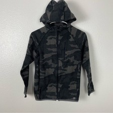 GAP Fit Boy s Grey Camo Full Zip Hoodie Sweatshirt Jacket Sz XL 12 Full Zip Up