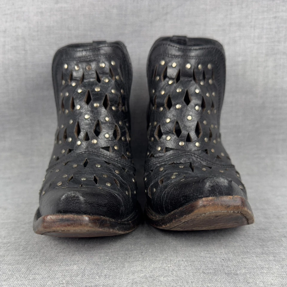 Ariat Boots Womens Size 6.5 Black Leather Western Ankle Cutout Studded Cowboy - Image 2 of 4