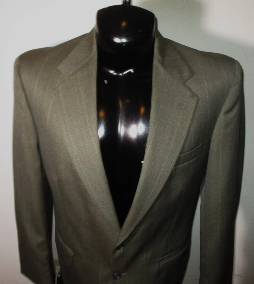 STAFFORD Olive Brown Worsted Wool 2 Pc Suit Men's Size 41R, 33X30/32 - Image 3 of 4