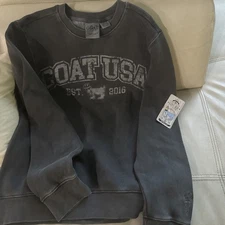 GOAT USA Linden Crewneck Sweatshirt Pepper Gray Men's XS Vintage Wash NWT $55