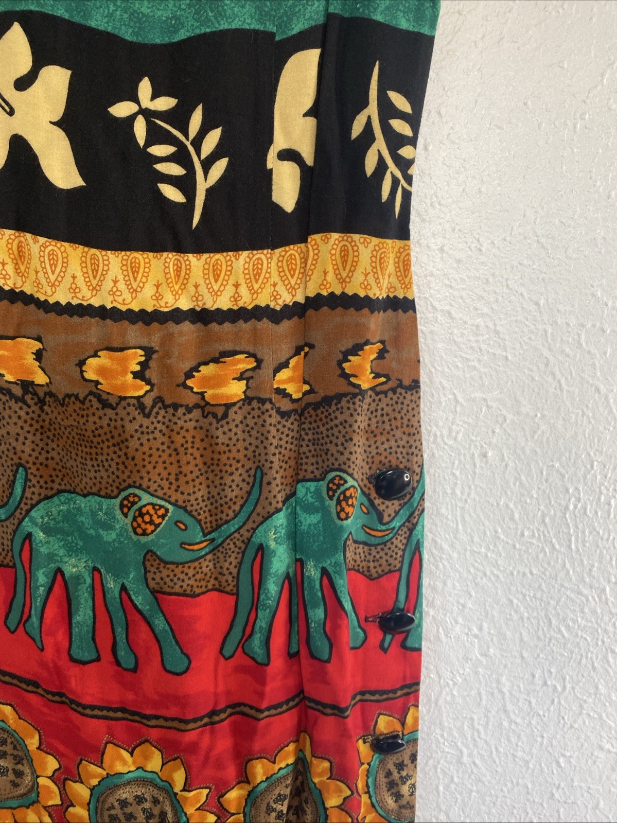 Women's Willy’s NY & Co Vtg 90’s Long Maxi Shift Elephant Dress Sz 8 Side Button