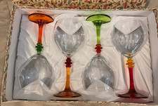 Nib Cristalleria Fumo Italian Crystal Fulvia Wine Goblets Set Of 4 New Pretty