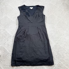 Ann Taylor Loft Dress Women's 2 Black Floral Rosette LBD Party Work Classic Chic