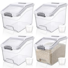 4 Pack Large Rice Storage Containers 30 Lbs Airtight Flour Container with Sea...