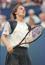 Martina Hingis of Switzerland shows strain semifinal match v Steff- Old Photo