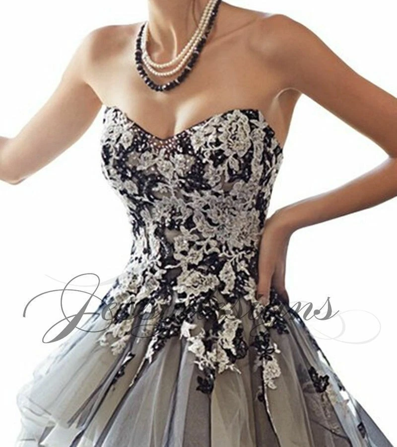 Único Vestido de Novia de Encaje Gótico Vestido de Novia Negro Blanco Perlas Hecho a Medida Top Foto 3 de 4