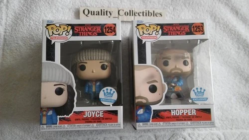 FUNKO POP STRANGER THINGS JOYCE #1254 AND HOPPER #1253 FUNKO SHOP EXCLUSIVE SET