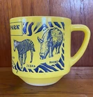 Vintage San Diego Wild Animal Park Federal Glass Coffee Cup Yellow And Blue Rare