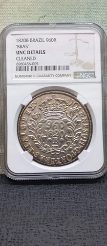 1820-B Brazil 960 Reis NGC UNC  DETAILS🎖️COINCOLECTTIONCLUB🔥🔥🔥🔥🔥🔥🔥🔥🔥🔥