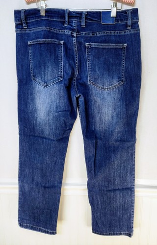 Mugsy Jeans Mens 35x32 (Altered 27) Blue Kinzies Slim Fit Stretch Dark Wash - Picture 2 of 12