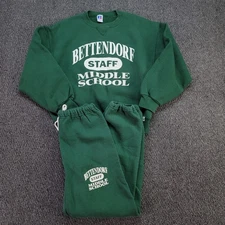 Vintage Russell Athletic Sweats Adult M Green Bettendorf IA Staff School USA 90s
