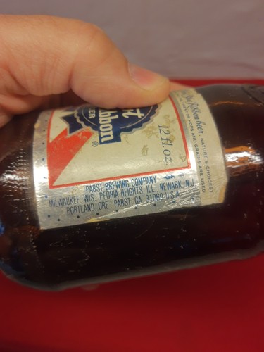 See Pics Vintage anni 70 Pabst Nastro Blu Bottiglia Birra Vetro 12oz Espositore Promo - Foto 2 di 8