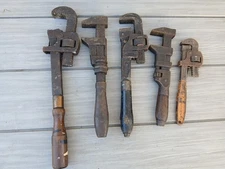 Antique/vintage Pipe Monkey Wrench Lot Of 5