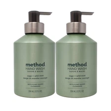 2x Method Gel Hand Wash, Premium Aluminum Pump Bottle, Sage + Wild Mint, 12 Oz